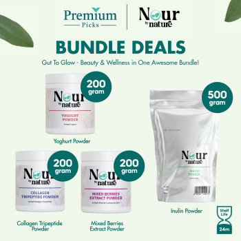 Premium Picks - Bundle Collagen Powder  + Mixed Berries Powder + Inulin Powder + Yoghurt Powder = Gut Skin Combo
